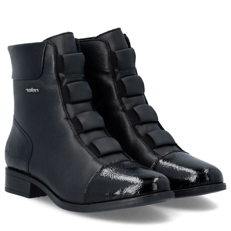 Rieker 77053-00 comfortable black women's leather ankle boots
