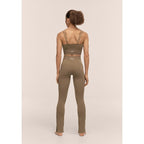 CASALL Women's Seamless Rib Slit Pants Green