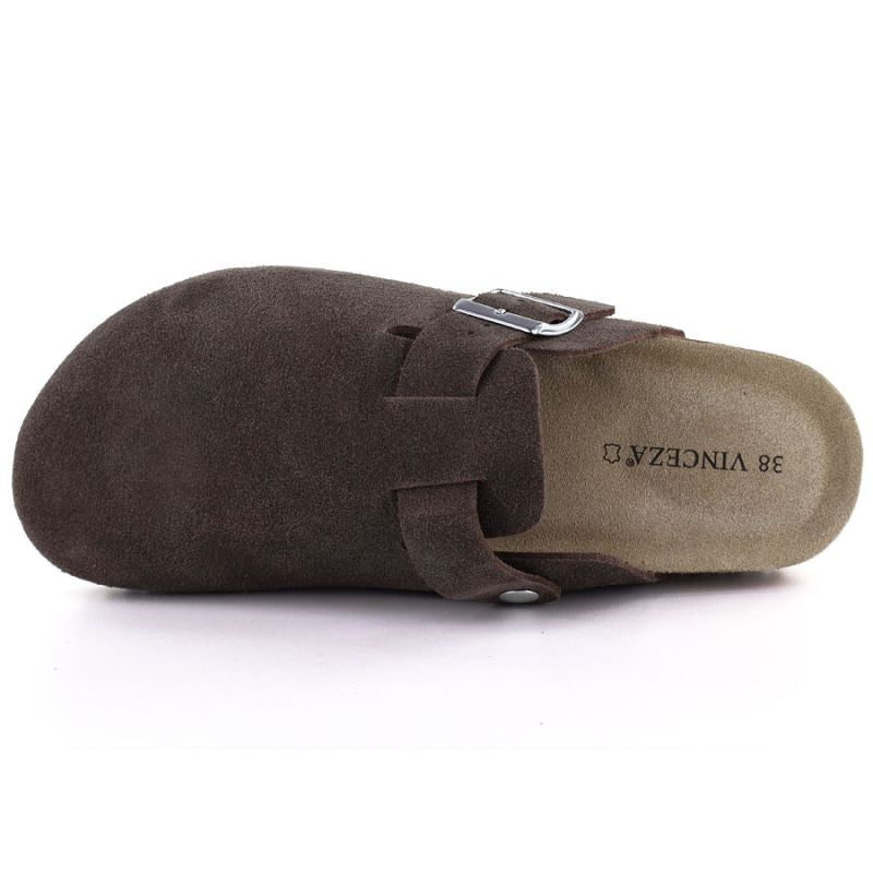 Women's brown leather closed-toe mules Vinceza 101332 Vinceza