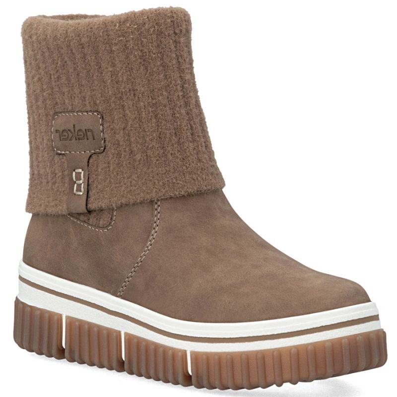 Brown women's ankle boots with a sock, Rieker Y6350-24