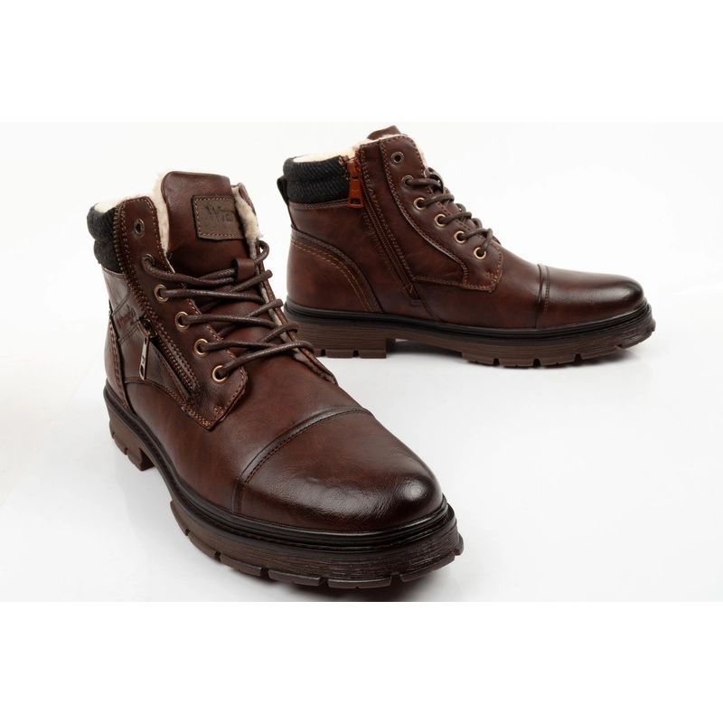 Wrangler men's shoes Gillen leather brown insulated ankle boots