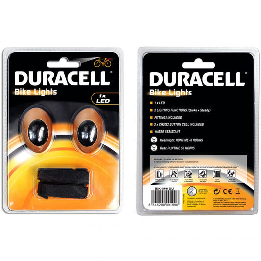Bicycle Lights Set Duracell Front + Rear 1 Led 00919 Accessories/Bicycle/Akcesoria rowerowe Your Sports Performance