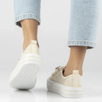 Women's mesh sneakers on the platform, beige, Filippo DTN7855 Filippo
