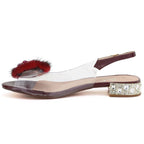 Women’s Transparent Embellished Sandals, Burgundy D&A MR62-9072