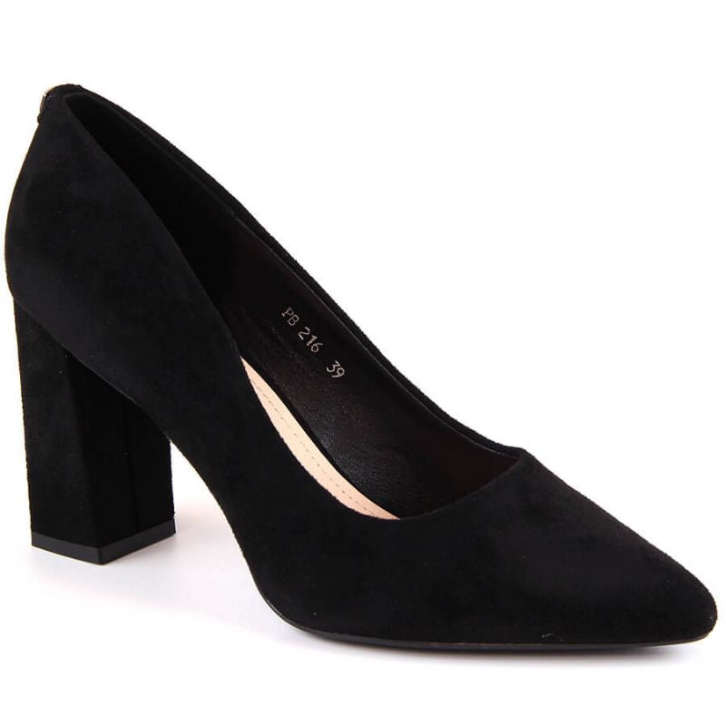 Sergio Leone W SK316A Suede Pumps on the Block Heel in Black