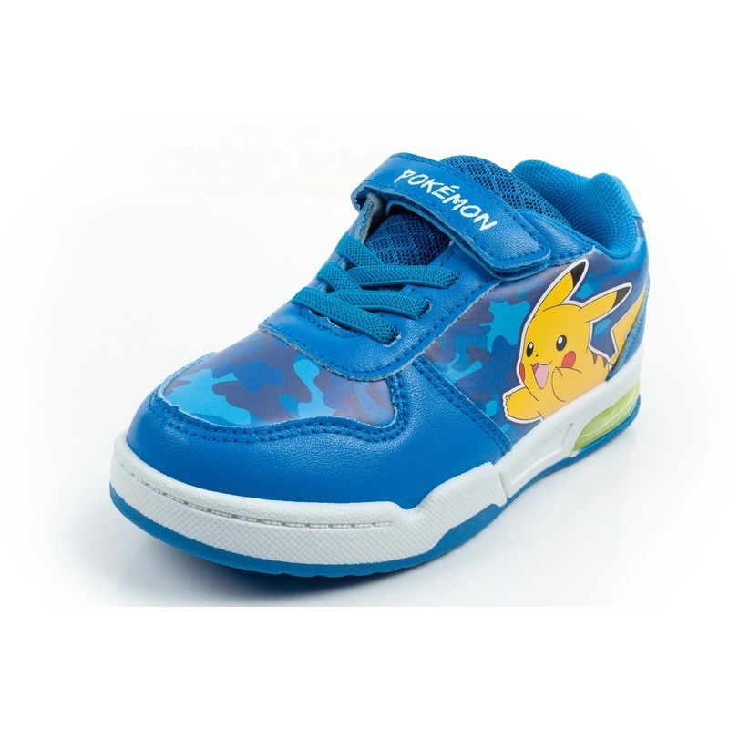 Leomil children's sports shoes Pokemon sneakers lightweight with velcro LED blue