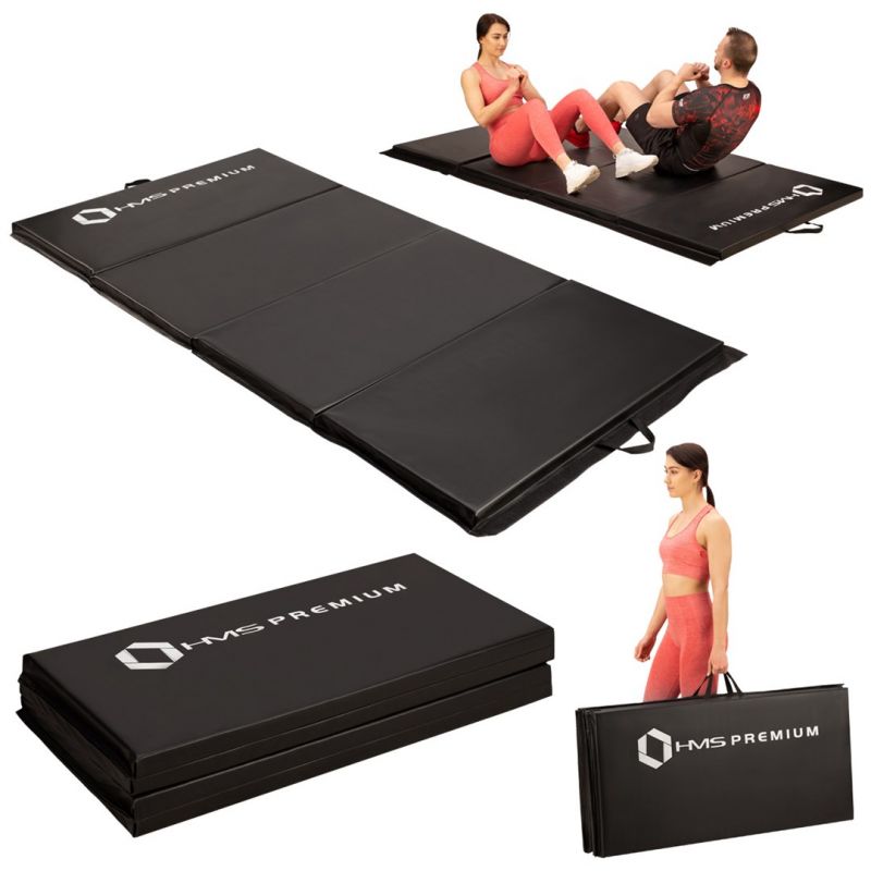 Folding gymnastics mattress black 2400x1200x50mm HMS MGS01 In preparation Your Sports Performance