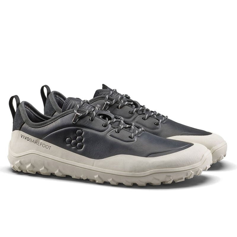 Vivobarefoot TRACKER LEATHER AT LOW MENS OBSIDIAN/WHITE men's shoes (309534-04)