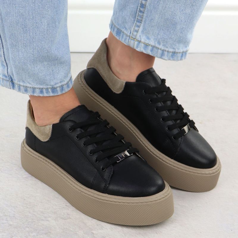 Women's leather platform sneakers, black, Filippo DP6119 Footwear Your Sports Performance