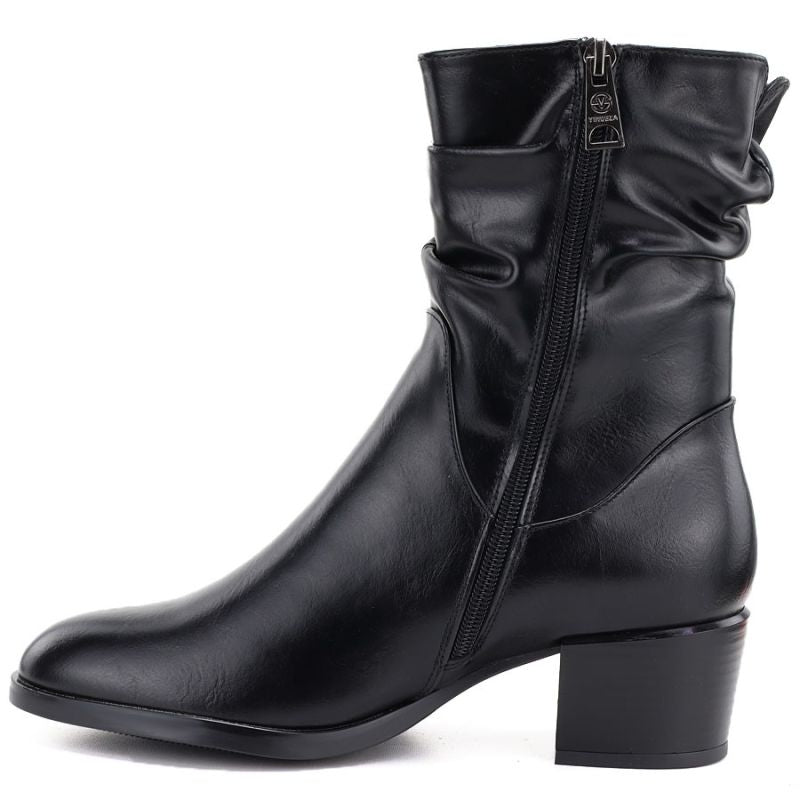 Women's high-heeled ankle boots with a gathered upper, black Vinceza 58682