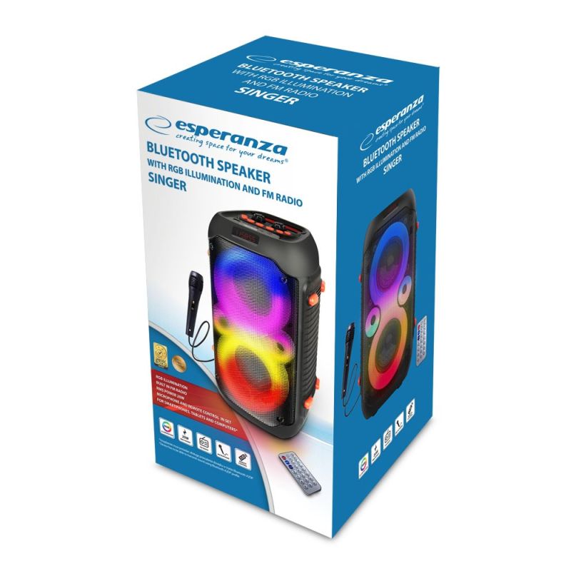 ESPERANZA SPEAKER BT FM LED RGB KARAOKE SINGER EP156 In preparation Your Sports Performance