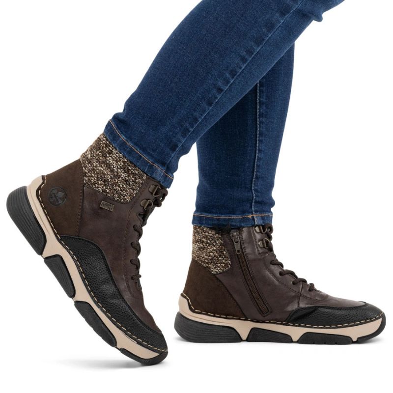 Waterproof Women’s Brown Platform Ankle Boots Rieker 45956-25