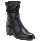 Women's high-heeled ankle boots with a gathered upper, black Vinceza 58682