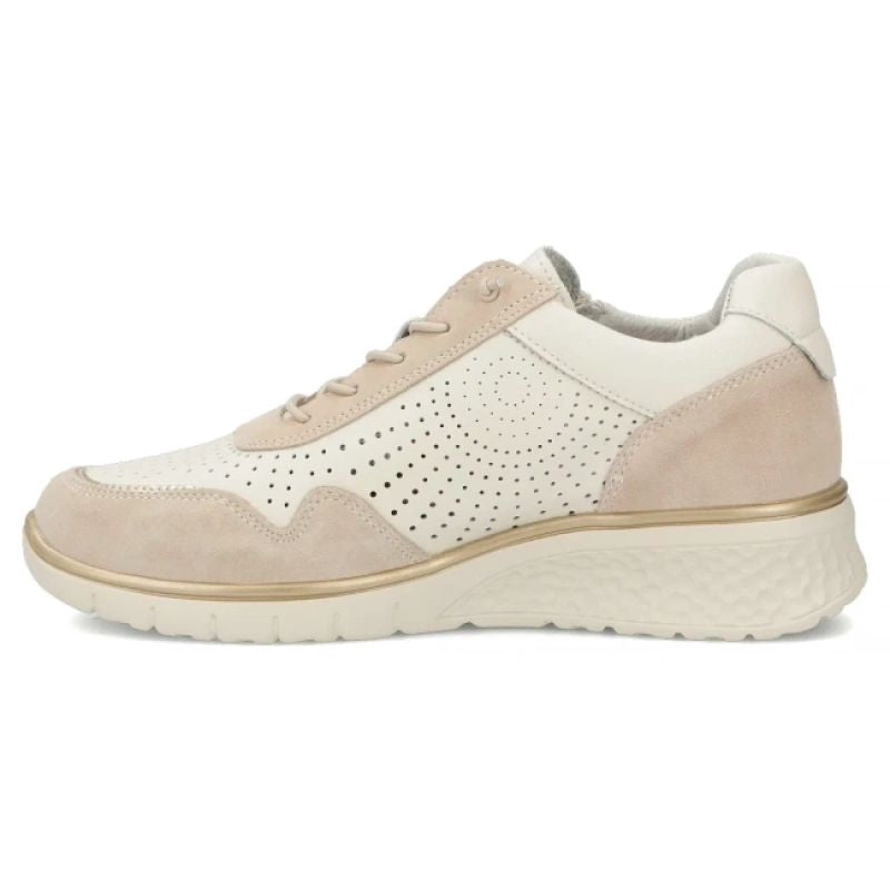 Women's leather sneakers with openwork wedges, beige Filippo DP7605 Filippo