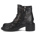 Women's leather ankle boots with a floral pattern, black Filippo DBT8072/26