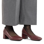 Women's leather high-heeled pumps in burgundy Rieker 44750-35