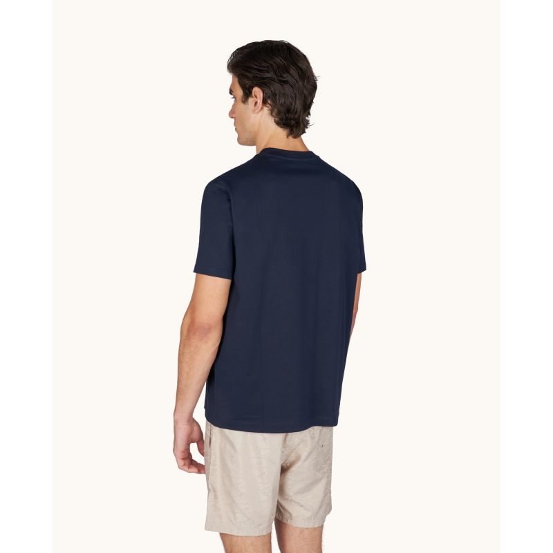 Paul&Shark Men's Cotton T-shirt Navy Blue and Gold 99311007-50E - Classic Cut, Logo