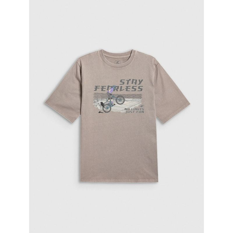 Boy's loose T-shirt with print 4F 4FJRSS26TTSHM4279-25S
