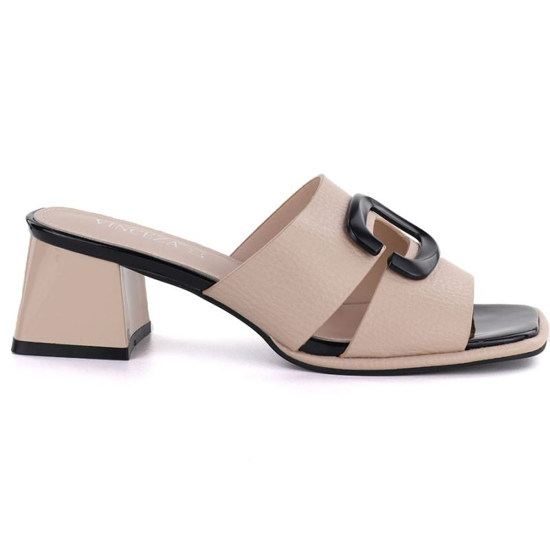 Women's beige high-heeled mules Vinceza 62284 Vinceza