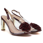 Burgundy Transparent Heeled Sandals D&A MR62-9077