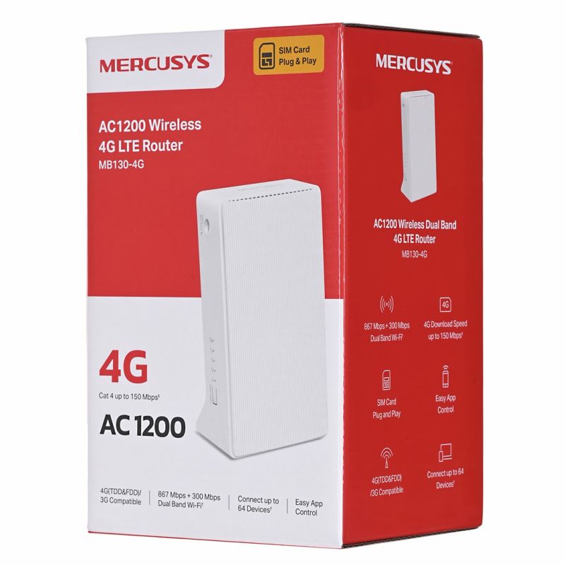 Mercusys MB130-4G LTE AC1200 router Komunikacja i łączność/Routery 3G/4G/5G Your Sports Performance