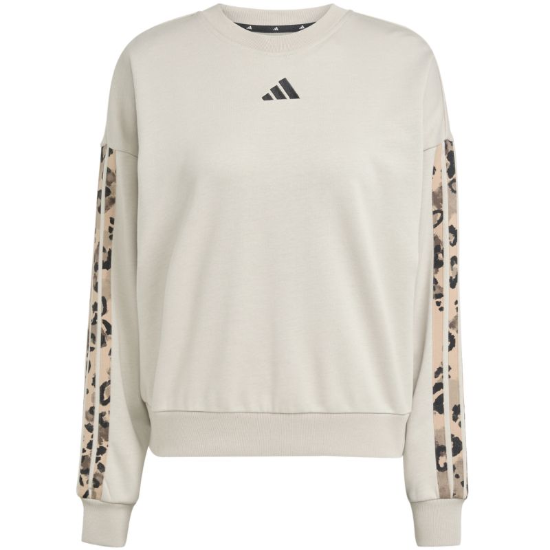 Women's adidas Animal Print 3-Stripes French Terry Sweatshirt Cream JM1836 In preparation Adidas