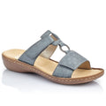 Comfortable women's flip-flops with Velcro, blue, Rieker 60885-12 Rieker