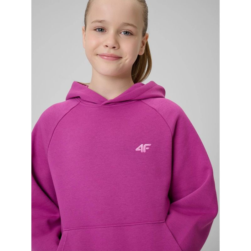 Girls' loose sweatshirt with hood 4F 4FJRSS26TSWSF3040-53S 4f