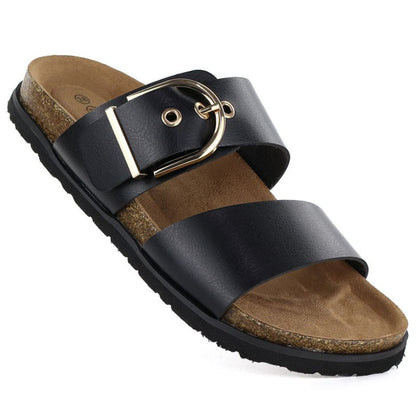 Women's black flip-flops with buckle Potocki 54325 Potocki