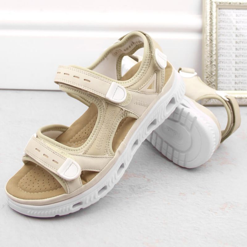 Comfortable Velcro sandals Rieker W RKR691 beige Footwear/Lifestyle/Rieker Your Sports Performance