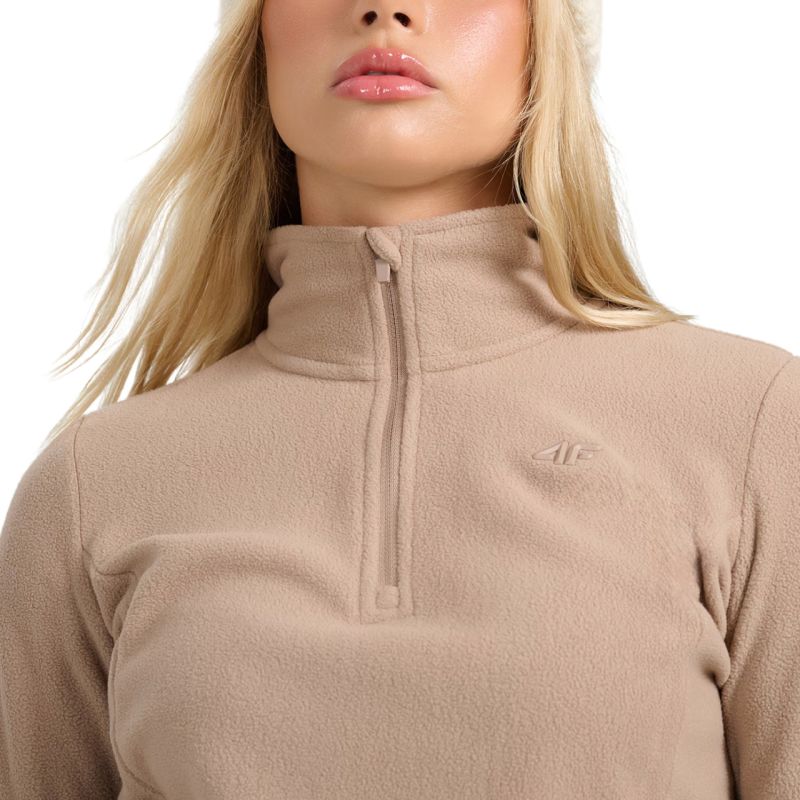 Women's fleece sweatshirt 4F F069 light brown 4FWAW25UFLEF069 82S In preparation Your Sports Performance