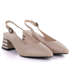 Women's sandals with decorative heels, beige, Vinceza 26-62285 Vinceza