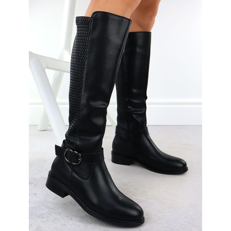 Women's boots with a decorative strap on the block, black Filippo 7437 Footwear Your Sports Performance