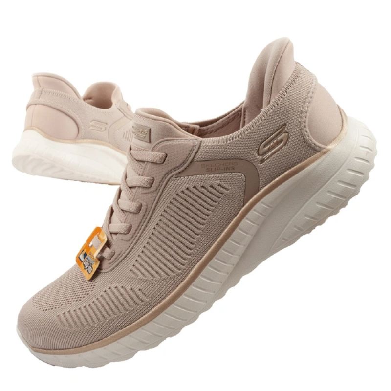 Skechers Bobs Squad Chaos SLIP-INS Women's Sports Shoes Beige Skechers
