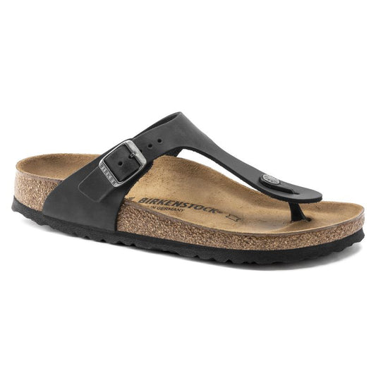 Birkenstock Gizeh NU Oiled Black Regular Women's/Men's Flip-Flops Oiled Leather for Wide Feet (0845251) Footwear/Lifestyle/Birkenstock/Japonki Birkenstock
