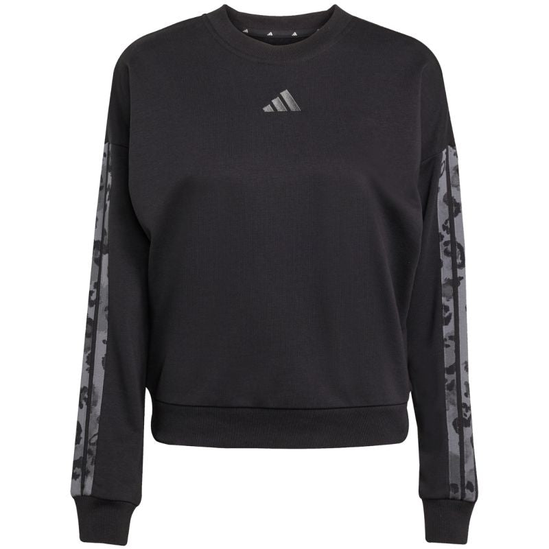 Women's adidas Animal Print 3-Stripes French Terry Sweatshirt Black JM1835 In preparation Adidas