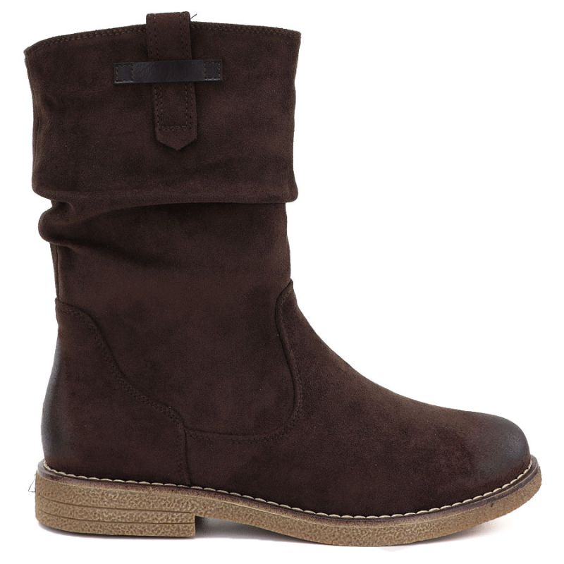 Women's insulated ankle boots with a wrinkled upper, chocolate M.Daszyńskie SA296-5