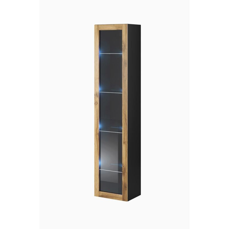 VIGO glass display cabinet '180' 180/40/30 black/wotan oak Bufety i witryny/Bufety i witryny na drewnianej podstawie Your Sports Performance