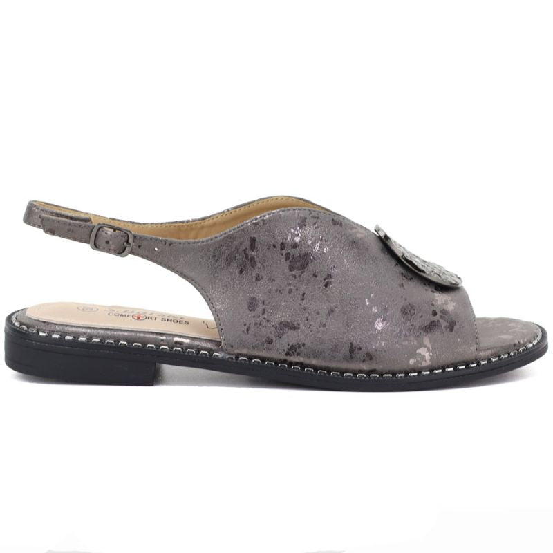 Women's flat sandals with pewter decoration S.Barski 61-6035 S.Barski