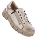 Women's beige leather platform shoes Cambell 26-19305 Cambell