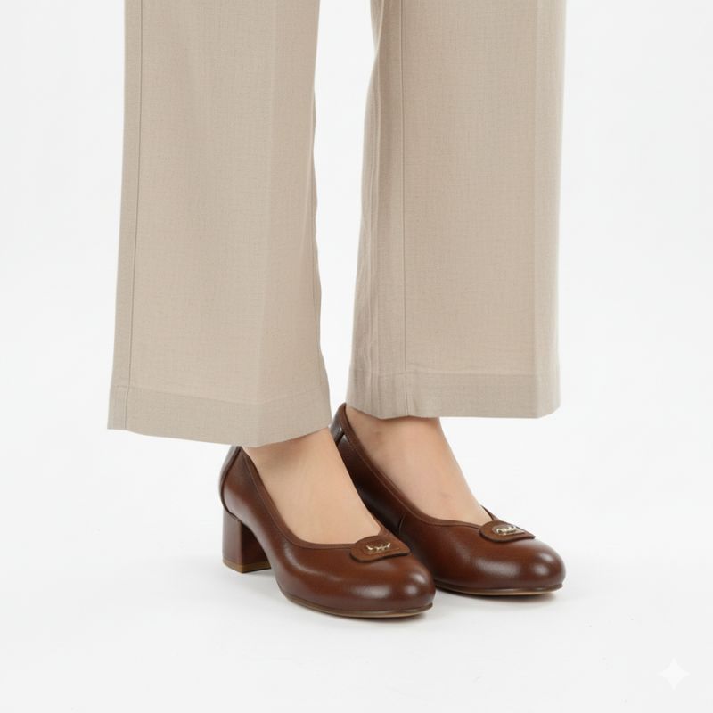 Women's pumps, brown block heels, Potocki SZ12788 To be categorized Your Sports Performance