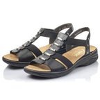 Black leather Roman sandals Rieker W 64580 Footwear/Outdoor Your Sports Performance