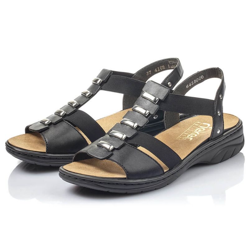 Black leather Roman sandals Rieker W 64580 Footwear/Outdoor Your Sports Performance