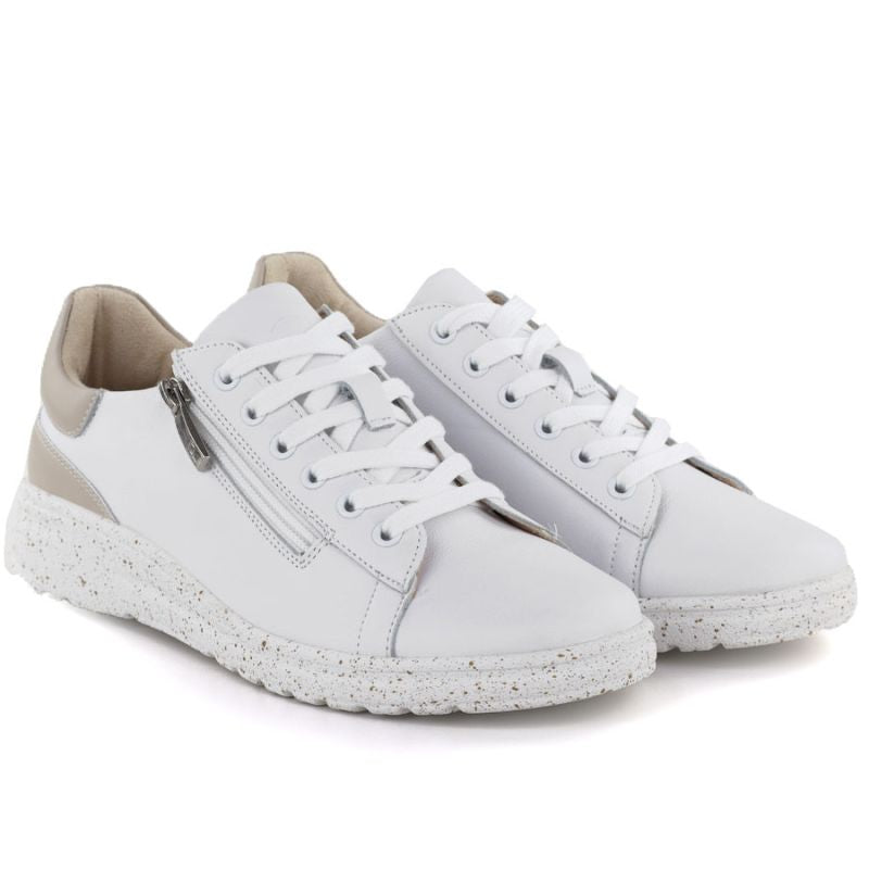Women's leather shoes with zipper, white Potocki JE19402 Potocki