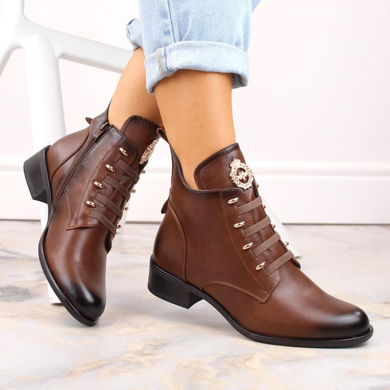 Insulated flat-heeled ankle boots Jezzi W JEZ412C brown Footwear/Outdoor/Jezzi Your Sports Performance