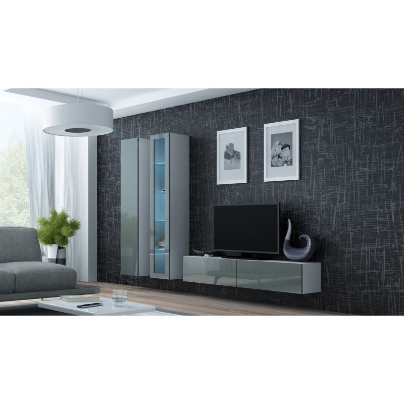 VIGO glass display cabinet '180' 180/40/30 white/grey Bufety i witryny/Bufety i witryny na drewnianej podstawie Your Sports Performance