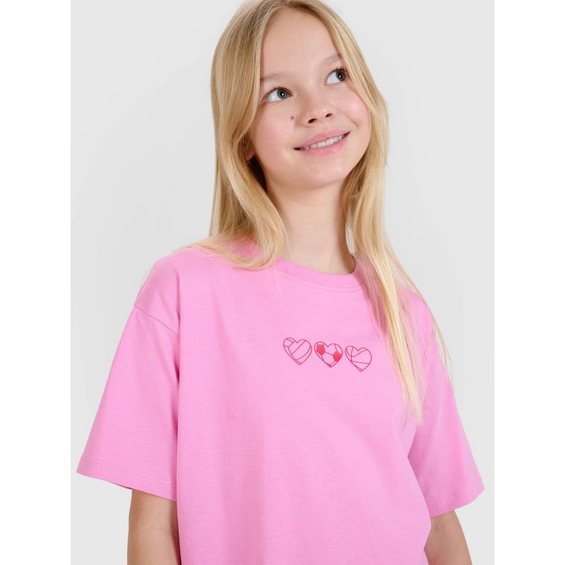 Girls' oversize plain T-shirt 4F 4FJRSS25TTSHF2821-54S *Kategoria tymczasowa Your Sports Performance