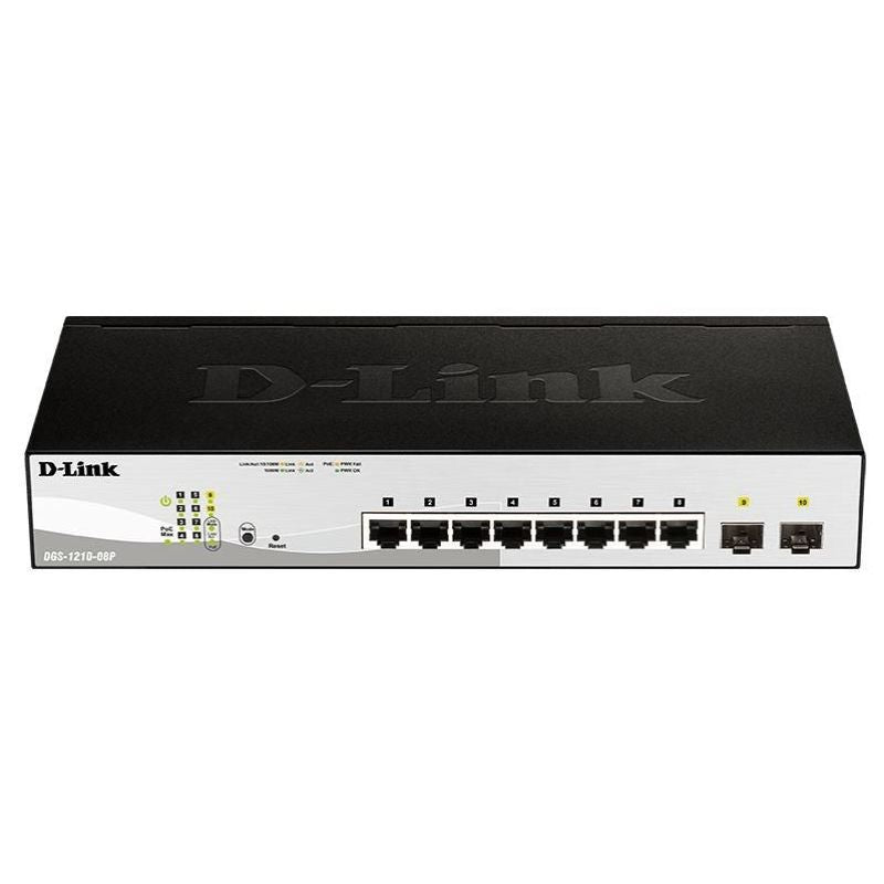 D-Link DGS-1210-08P Managed L2 Gigabit Ethernet (10/100/1000) PoE Support Black Komunikacja i łączność/Switch-e Your Sports Performance