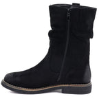 Women's insulated ankle boots with a ruffled upper, black M.Daszyńskie SA296-5