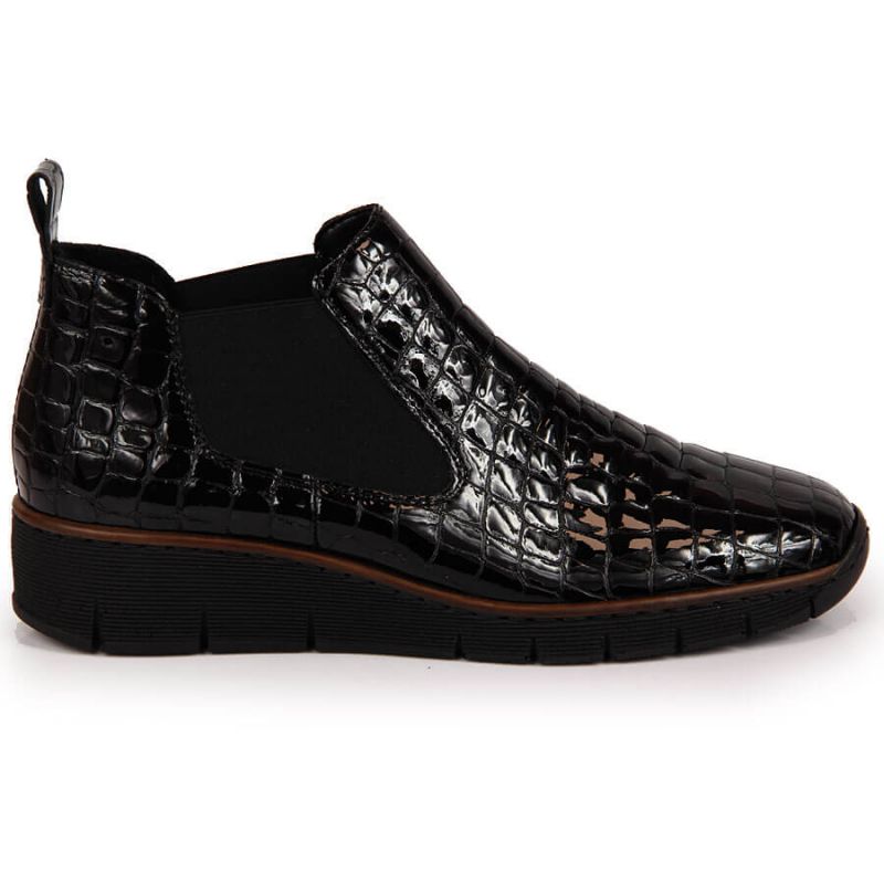 Rieker W R474 snakeskin leather ankle boots black Footwear/Lifestyle/Rieker Your Sports Performance